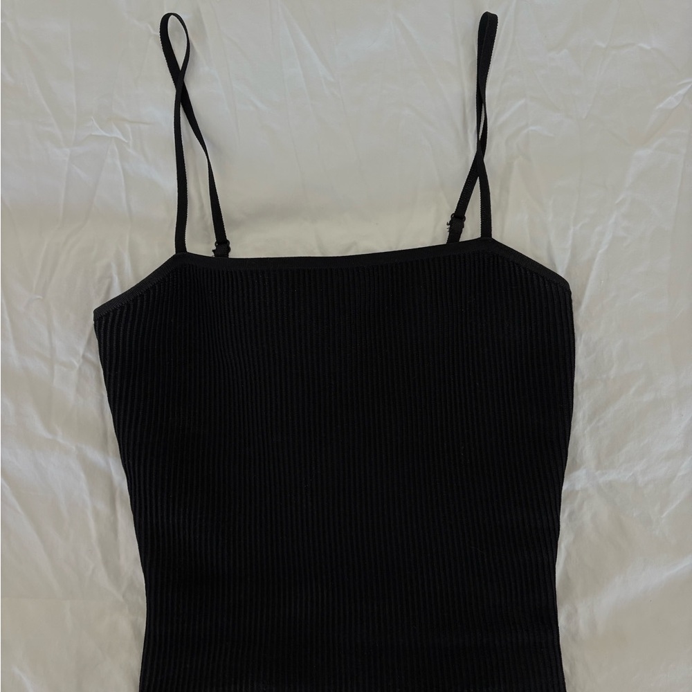 Babaton Black Ribbed Tank Top